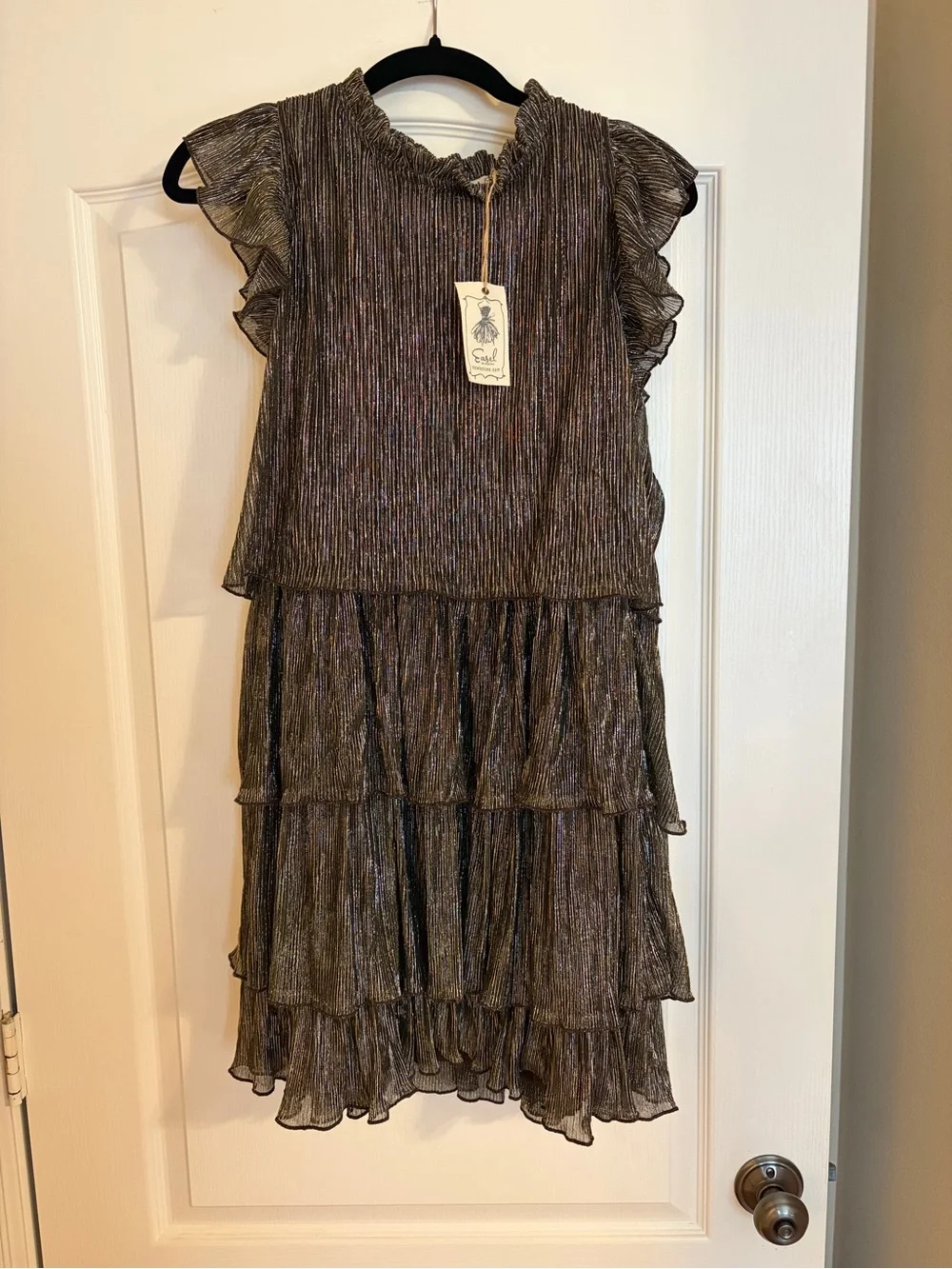 EASEL NWT DRESS METALLIC BLACK